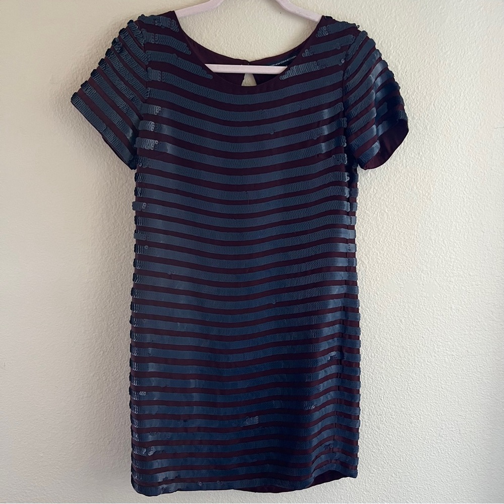 French Connection Women’s Dress with Sequin detailed Stripes Size 0 NWT